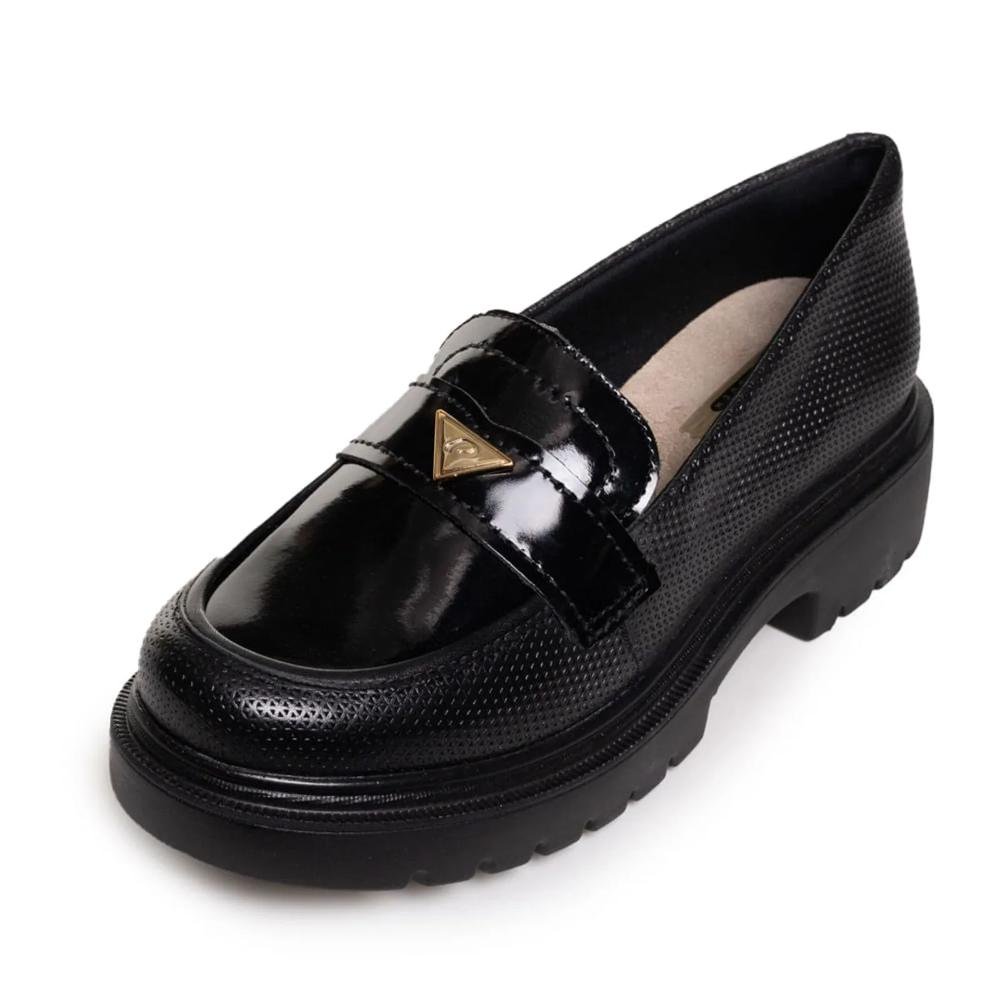 Sapato Mocassim Pegada Verniz Feminino Preto 4
