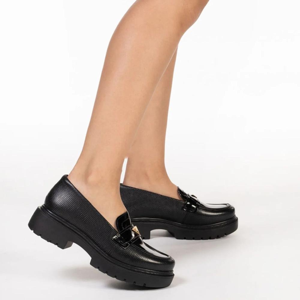 Sapato Mocassim Pegada Verniz Feminino Preto 7