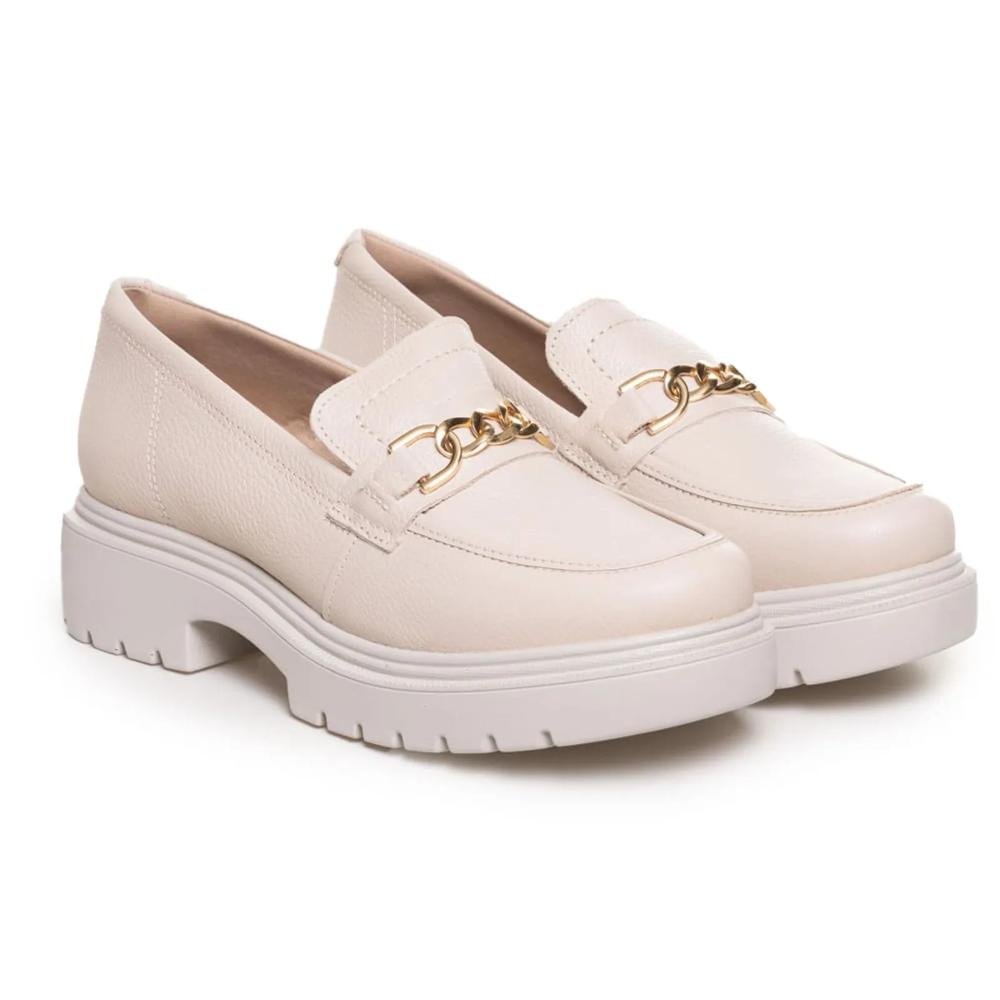 Sapato Mocassim Pegada Fivela Feminino Linho 2