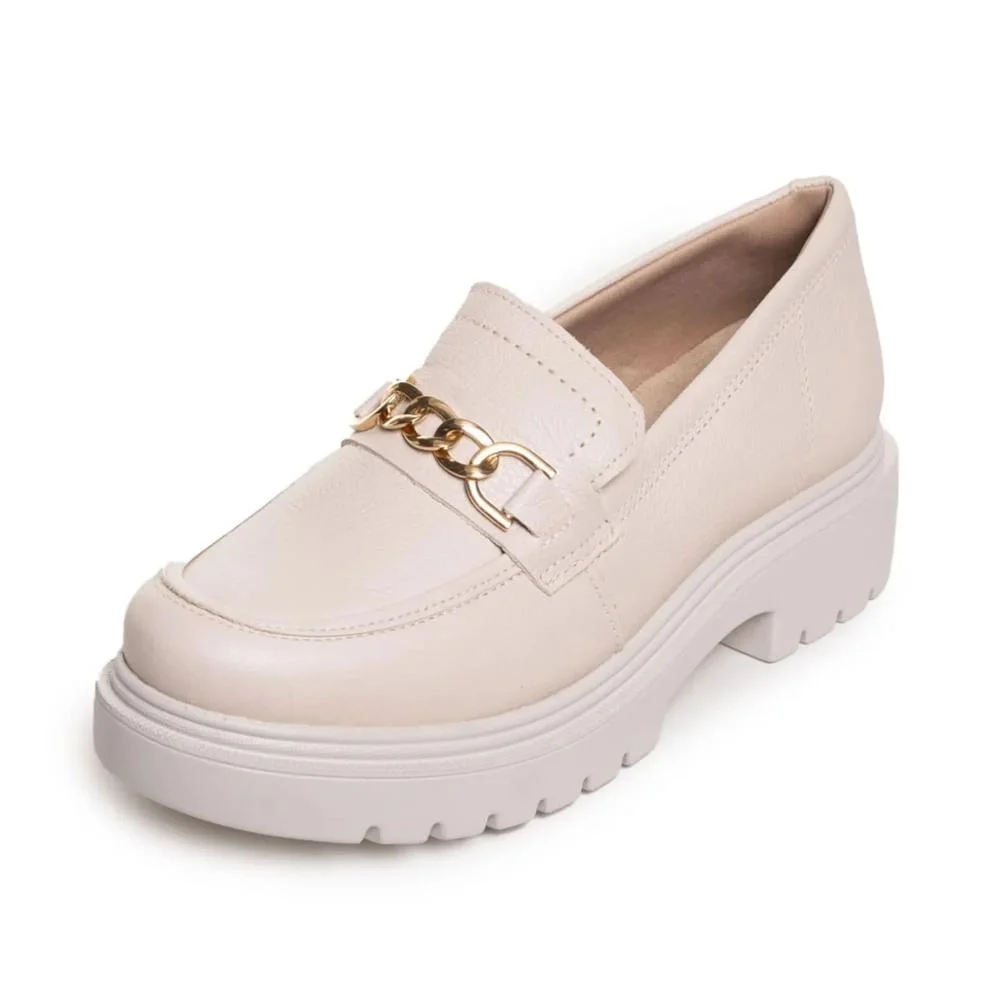 Sapato Mocassim Pegada Fivela Feminino Linho 4