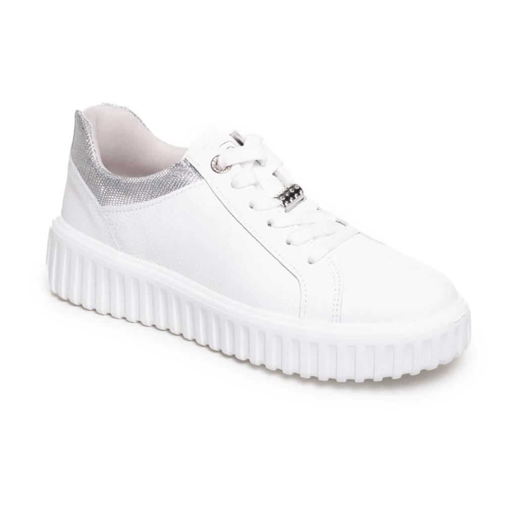 Tênis Pegada Casual Detalhe Metal Feminino Branco 2