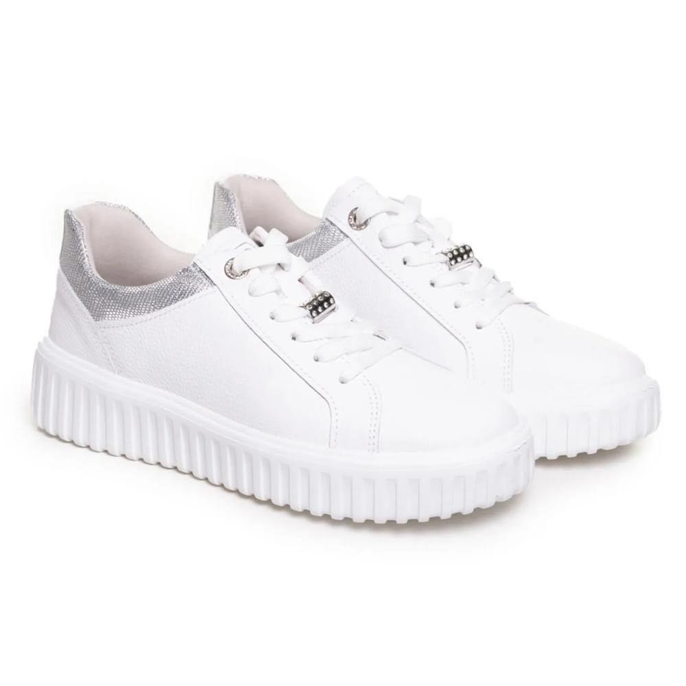 Tênis Pegada Casual Detalhe Metal Feminino Branco 3