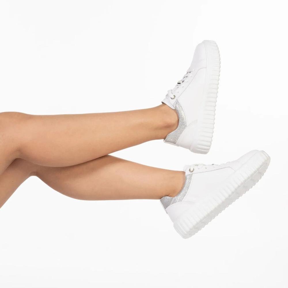 Tênis Pegada Casual Detalhe Metal Feminino Branco 8