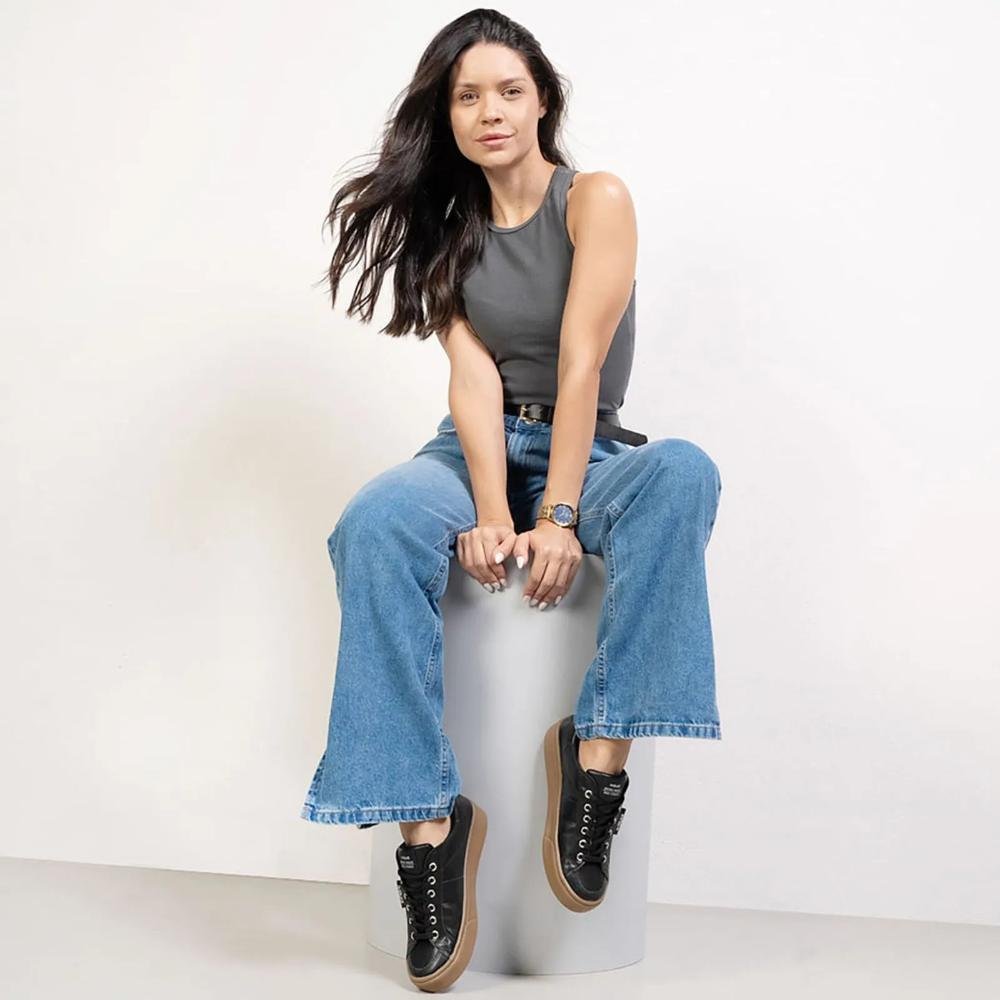 Tênis Quiz Casual Cadarço Feminino Preto 8