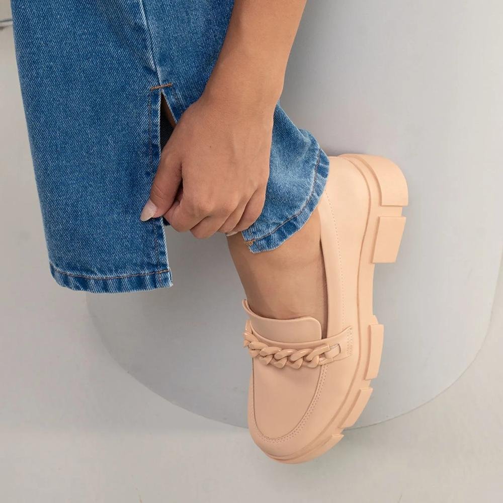 Sapato Mocassim Quiz Corrente Feminino Nude 7