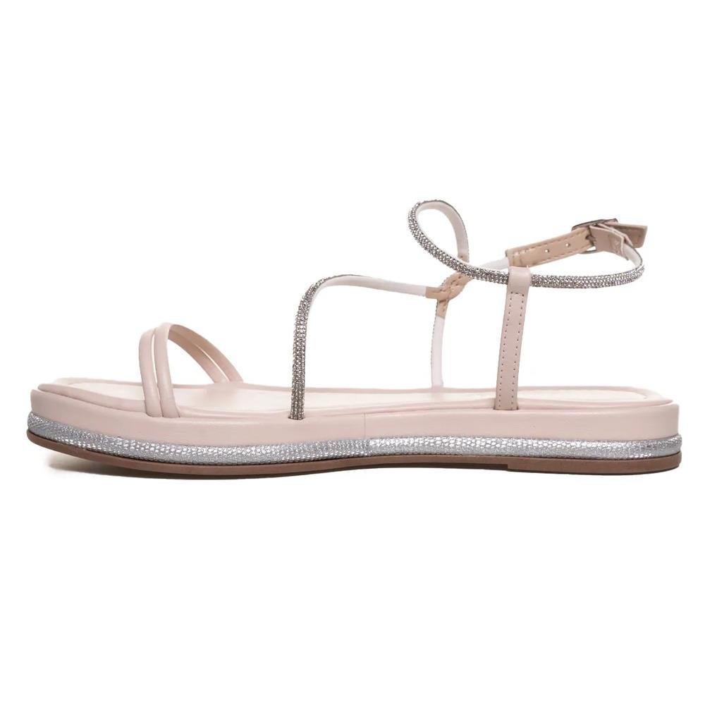 Sandália Via Marte Rasteira Tiras Brilho Feminina Prata 2