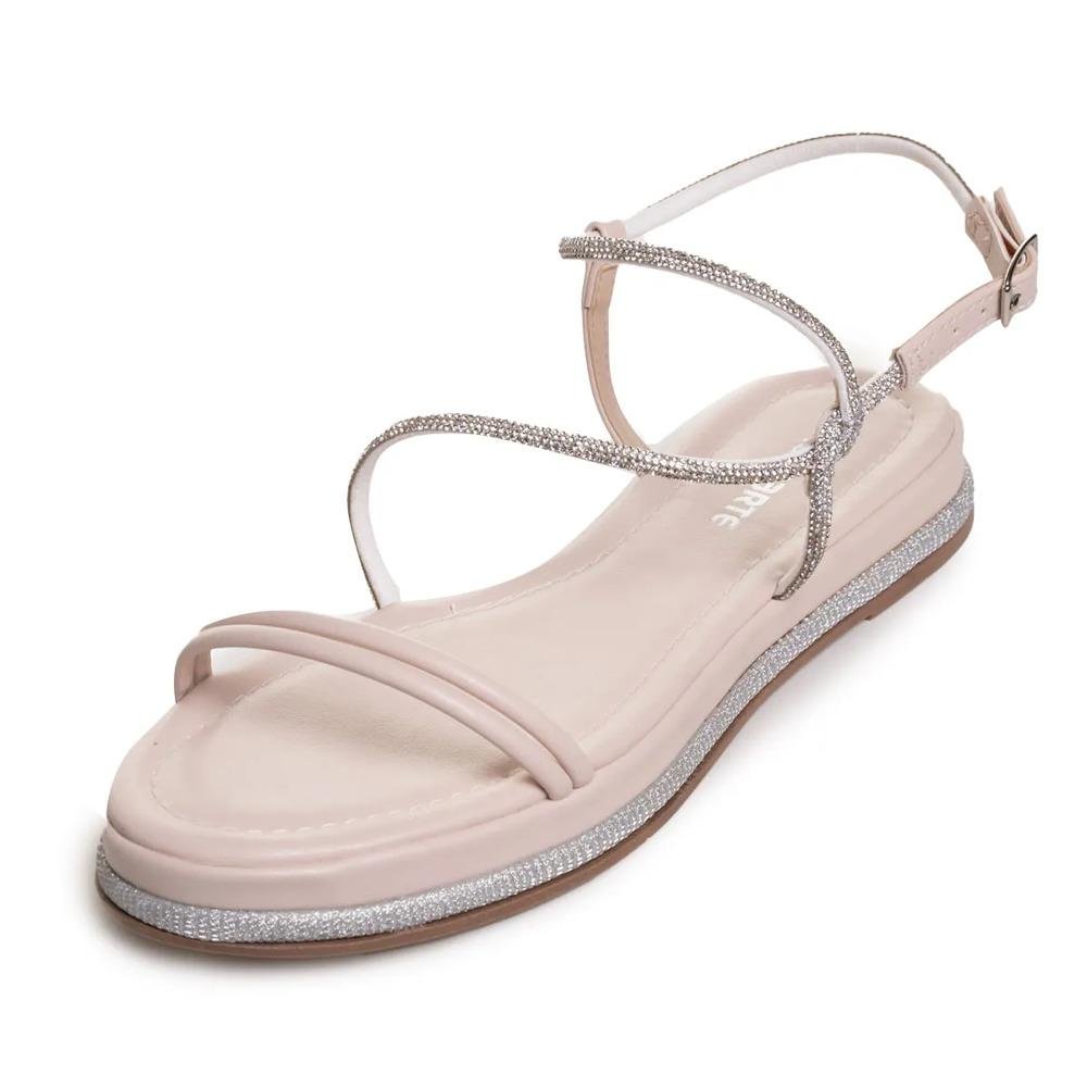 Sandália Via Marte Rasteira Tiras Brilho Feminina Prata 6