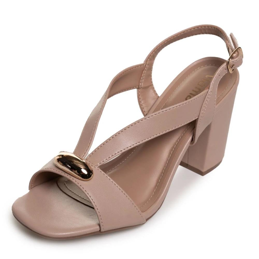 Sandália Via Marte Bico Quadrado Feminina Bege 3