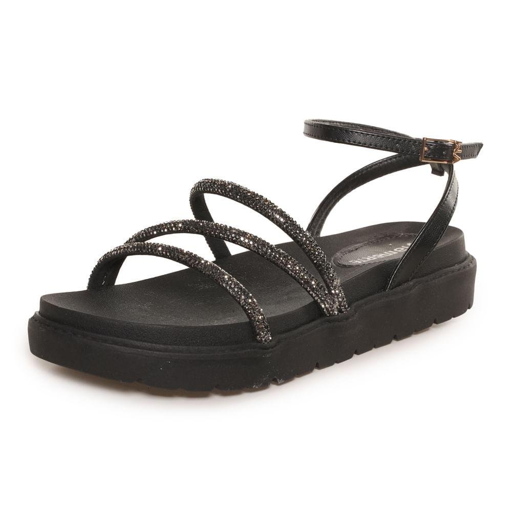 Sandália Via Marte Tira Strass Feminina Preto 5