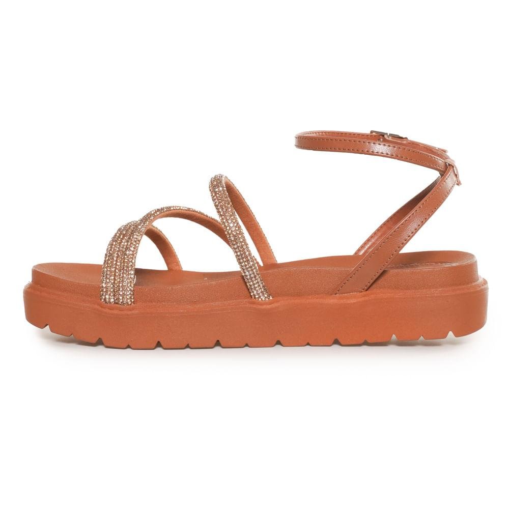 Sandália Via Marte Tira Strass Feminina Marrom 2