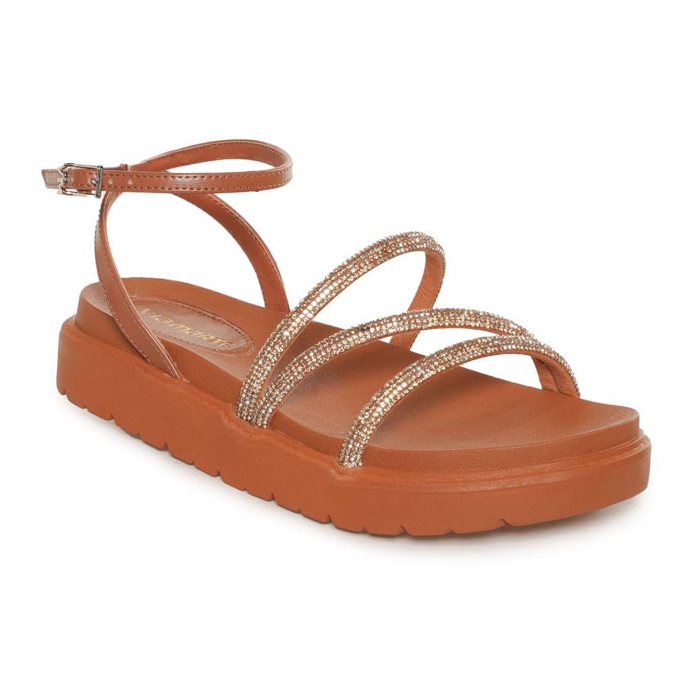 Sandália Via Marte Tira Strass Feminina Marrom 3