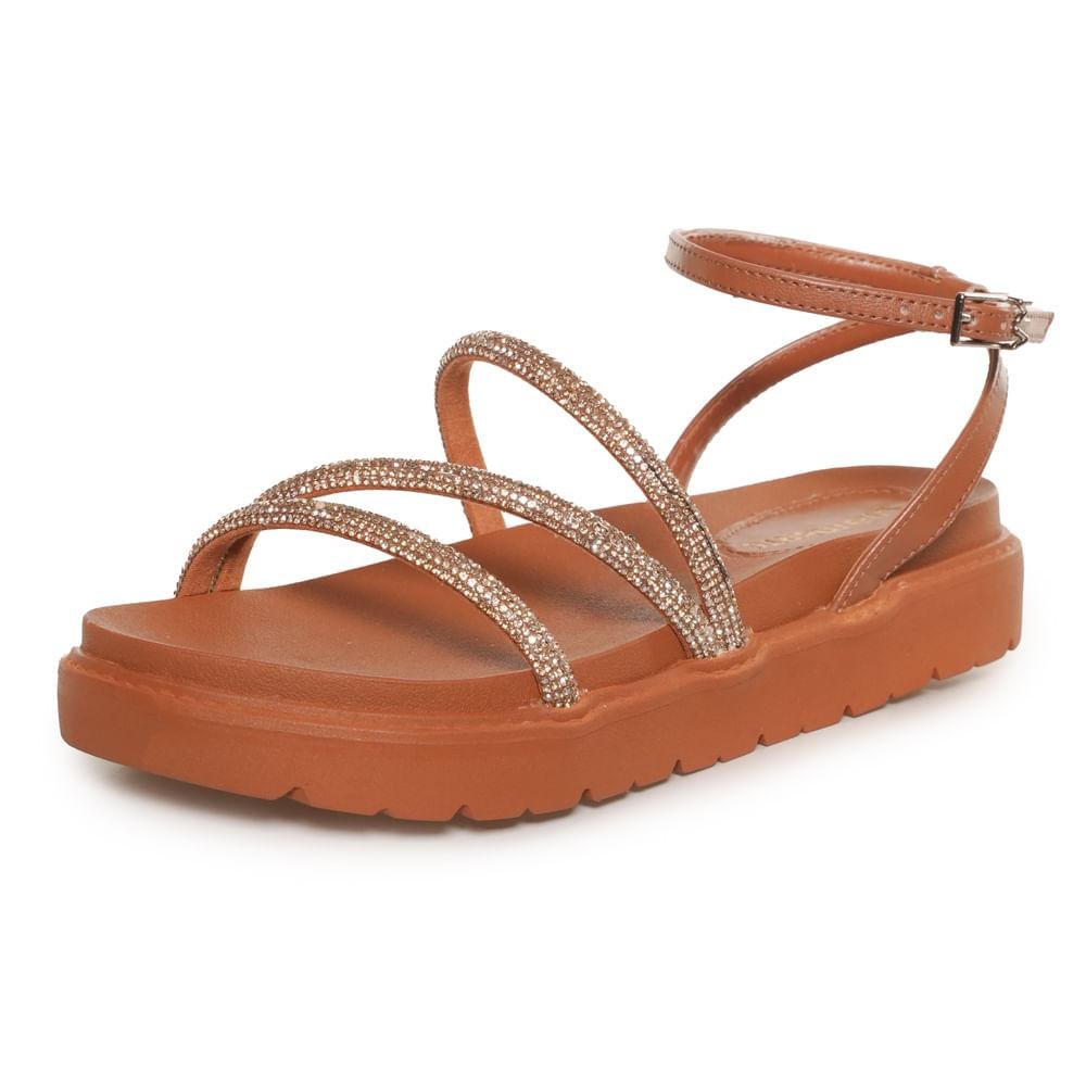 Sandália Via Marte Tira Strass Feminina Marrom 5
