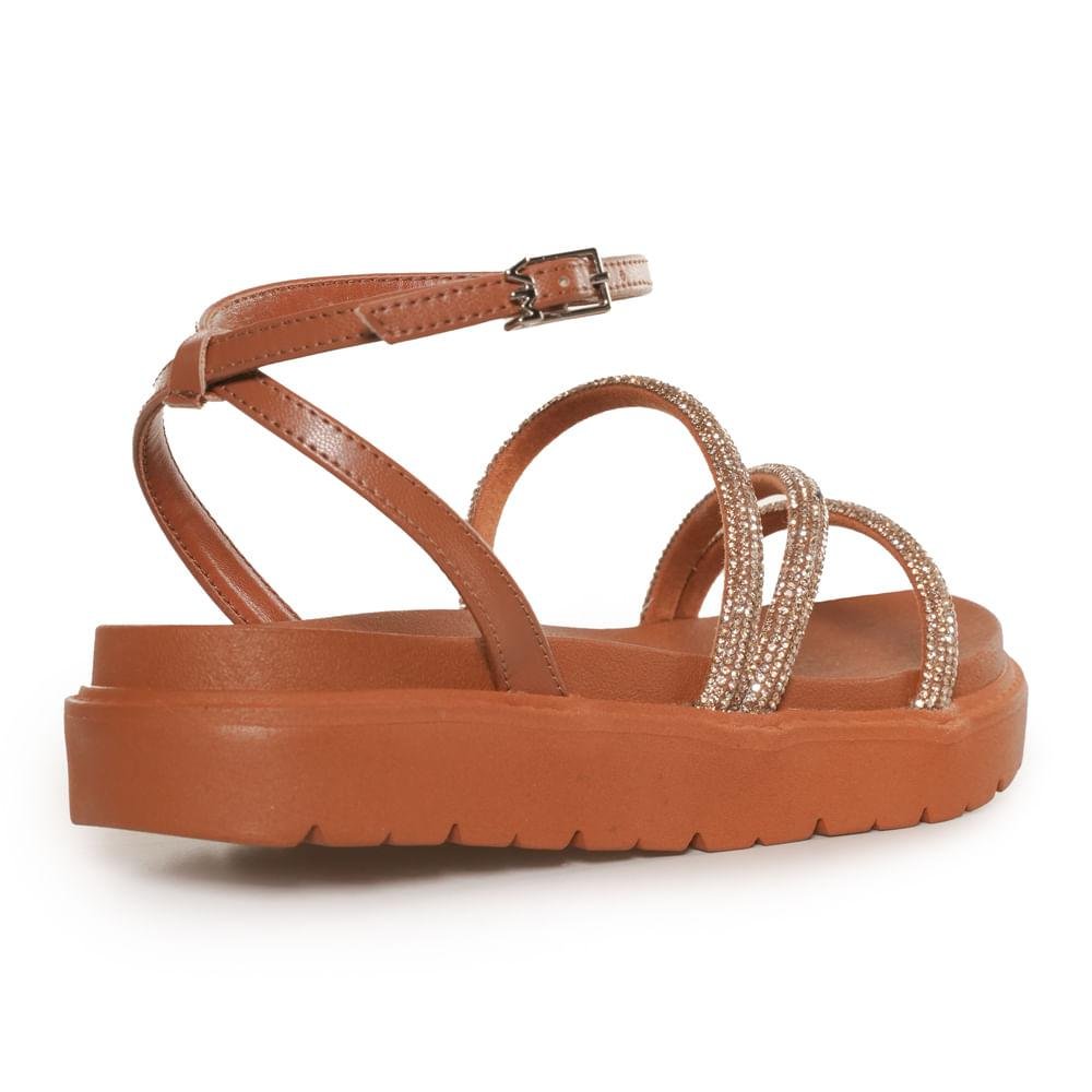 Sandália Via Marte Tira Strass Feminina Marrom 6