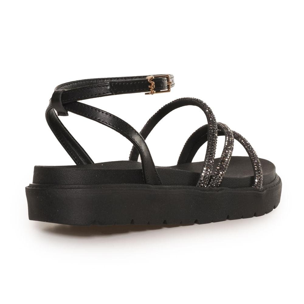 Sandália Via Marte Tira Strass Feminina Preto 6