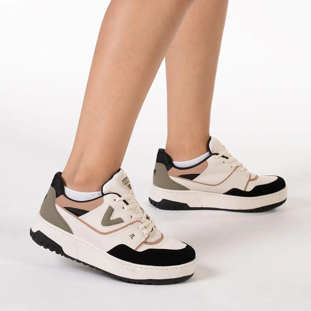Tênis Via Marte Casual Plataforma Feminino Bege/Preto/Verde 7