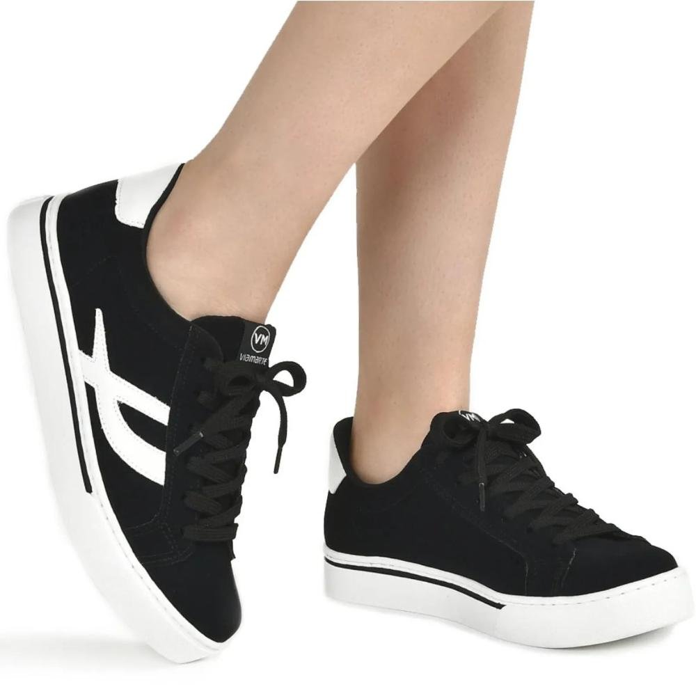 Tênis Via Marte Nobuck Feminino Preto/Branco 6
