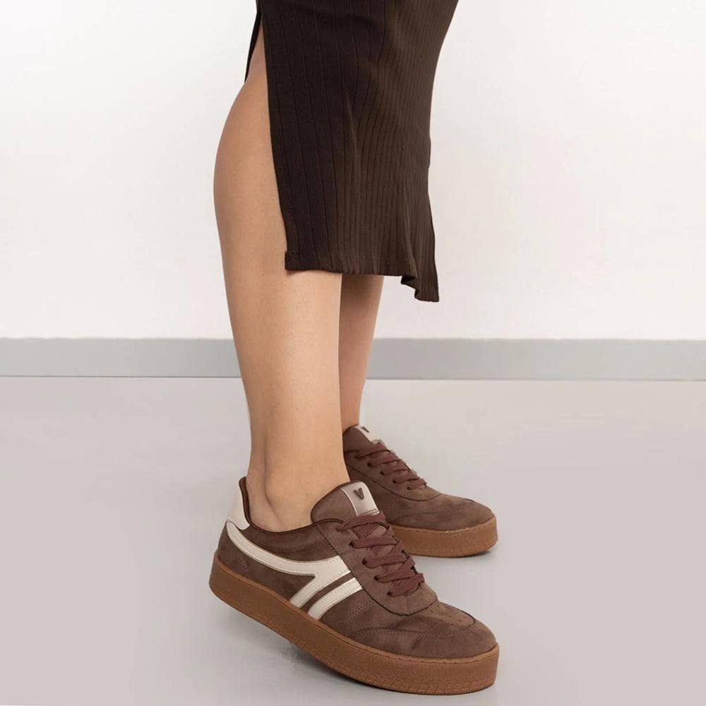 Tênis Via Marte Detalhe Lateral Feminino Marrom 9