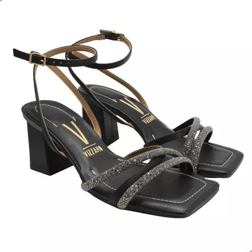 Sandália Vizzano Amarração Salto Bloco Feminina Preto 6