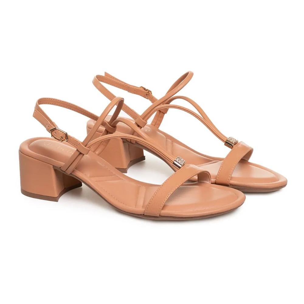 Sandália Bebecê Salto Bloco Feminina Bege 3