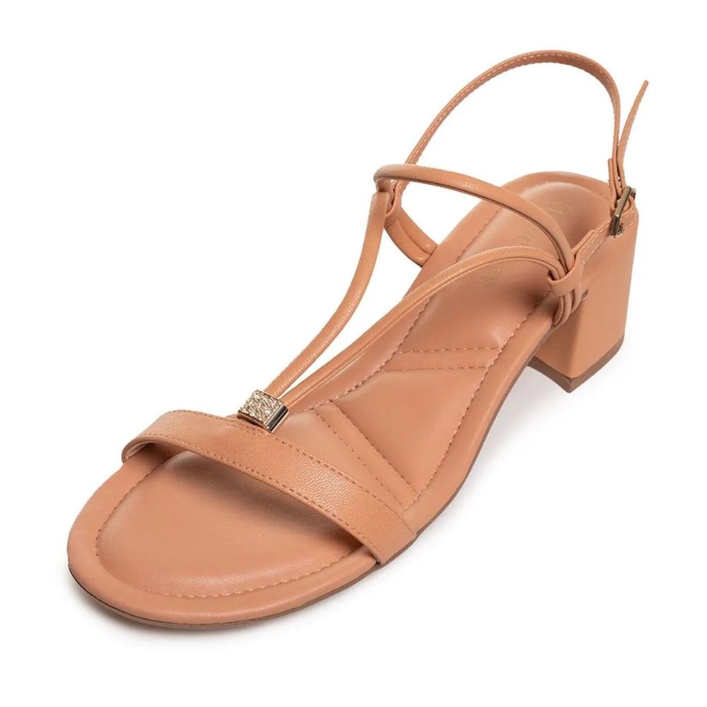 Sandália Bebecê Salto Bloco Feminina Bege 5