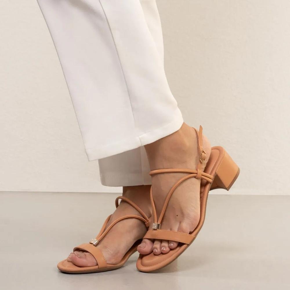 Sandália Bebecê Salto Bloco Feminina Bege 7