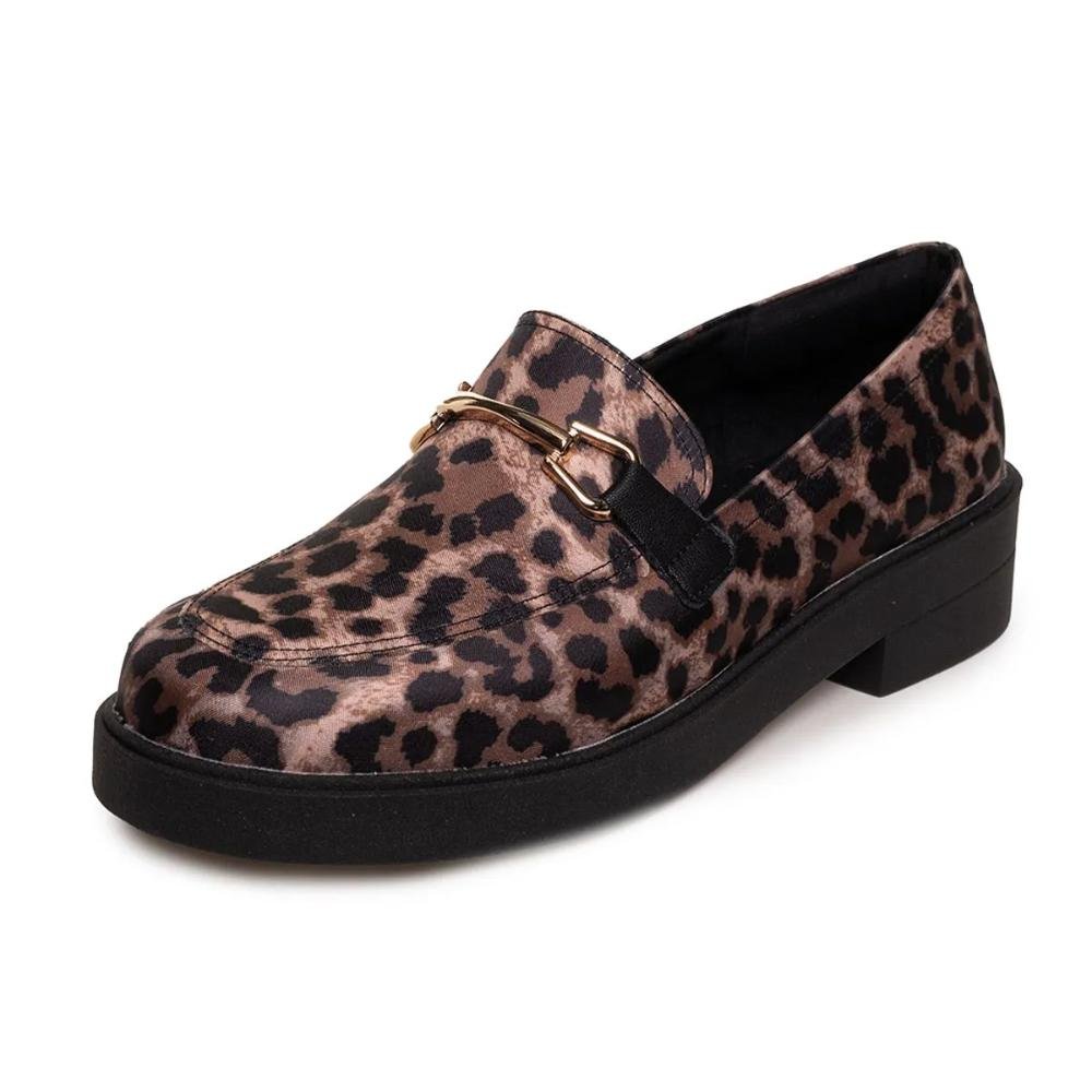 Sapato Mocassim Bebecê Fivela Feminino Onça 5