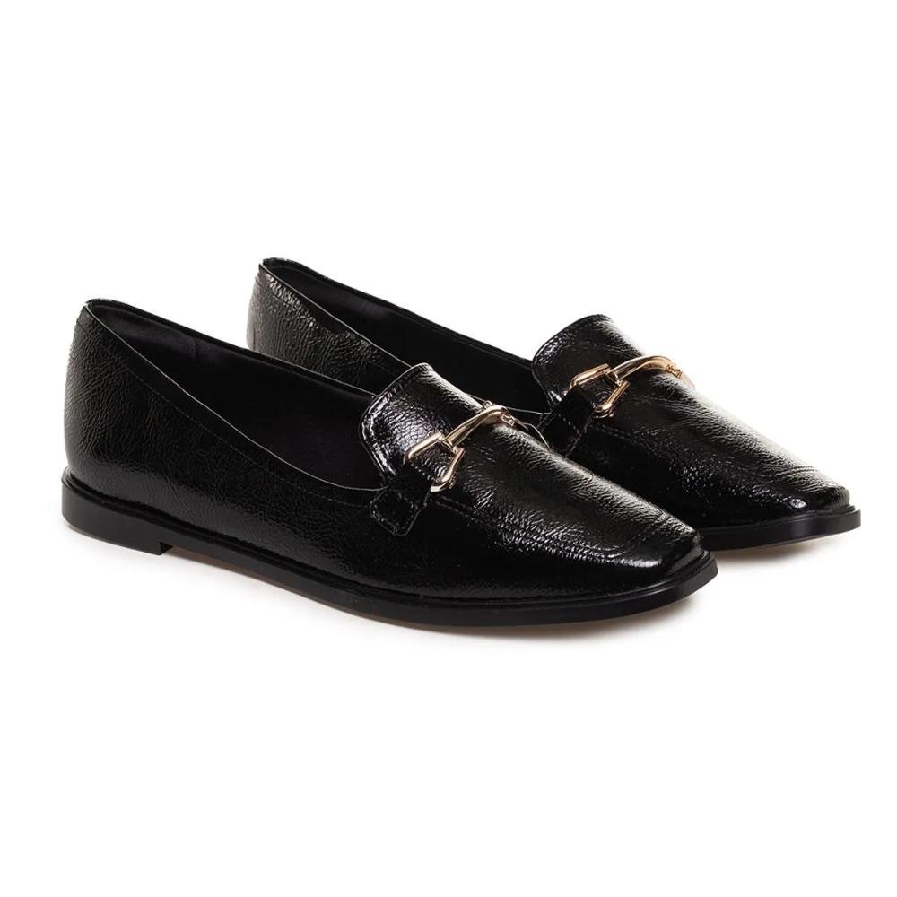 Sapato Mocassim Bebecê Metal Feminino Preto 3
