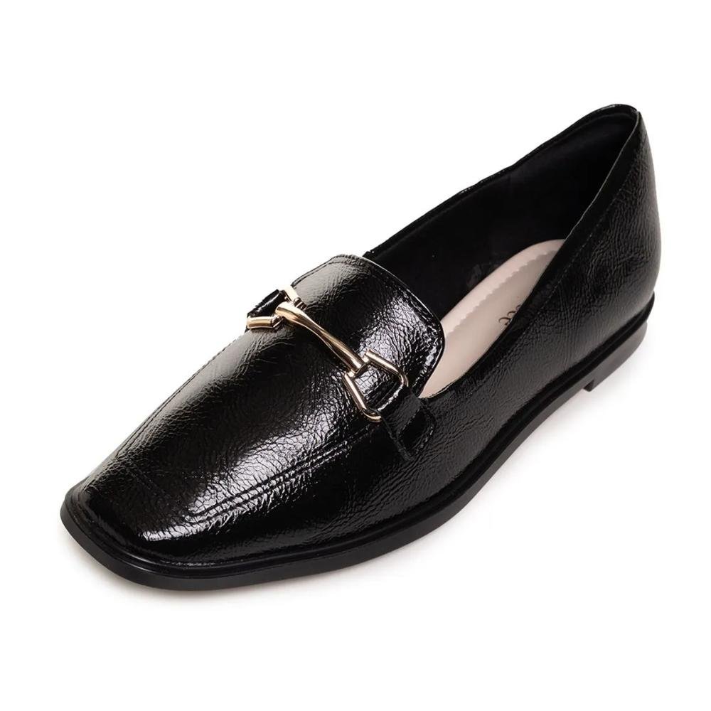 Sapato Mocassim Bebecê Metal Feminino Preto 5