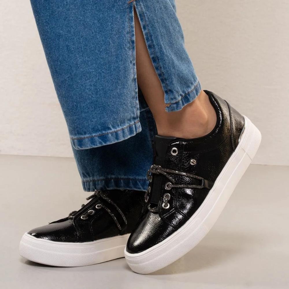 Tênis Bebecê Casual Brilho Feminino Preto 7