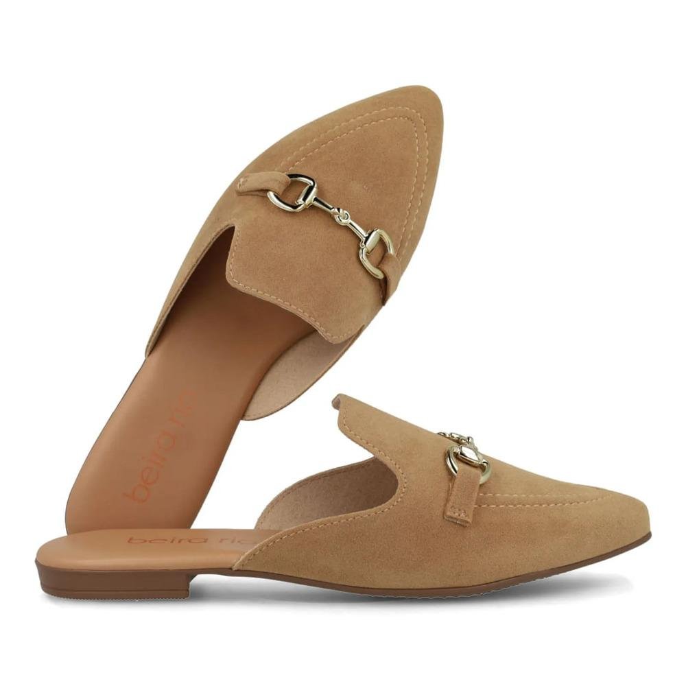Sapato Mule Beira Rio Bridão Metálico Feminino Bege 6