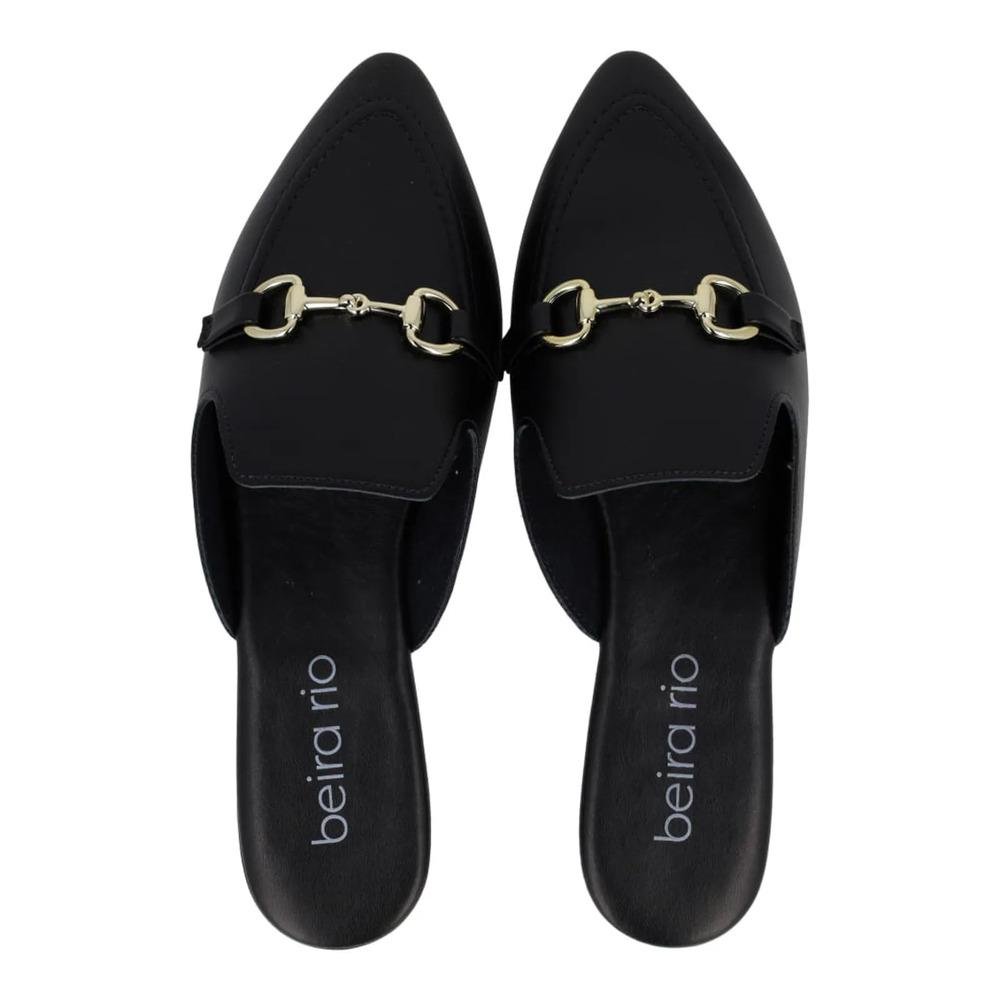Sapato Mule Beira Rio Bridão Metálico Feminino Preto 5