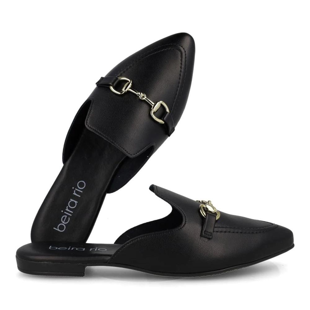 Sapato Mule Beira Rio Bridão Metálico Feminino Preto 6