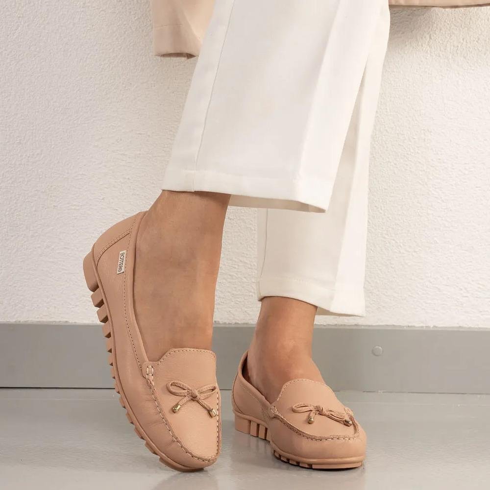 Sapato Mocassim Bottero Couro Feminino Nude 7