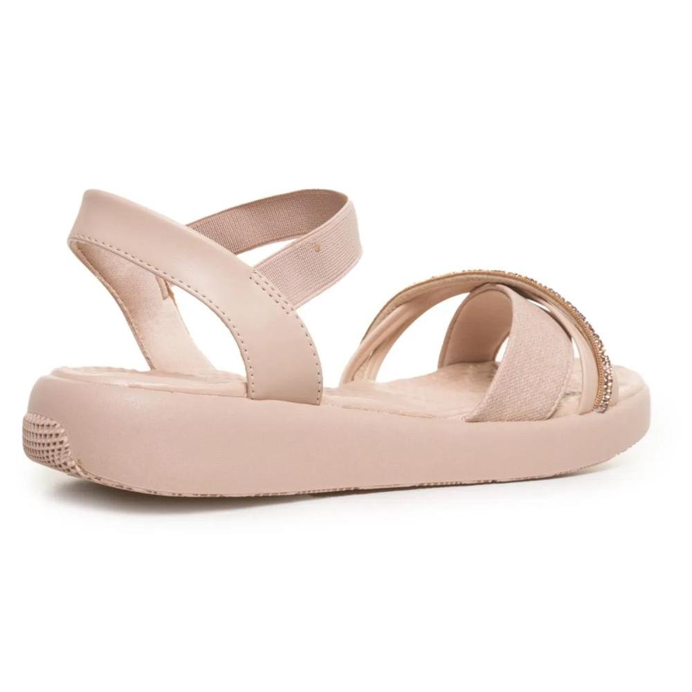 Sandália Comfortflex Tira Strass Feminina Bege 5