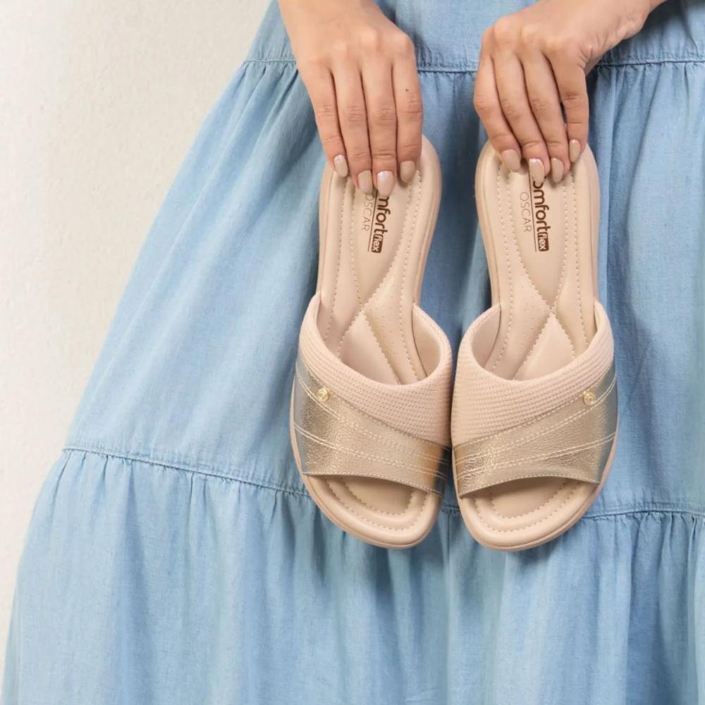 Tamanco Comfortflex Slide Feminino Bege 7