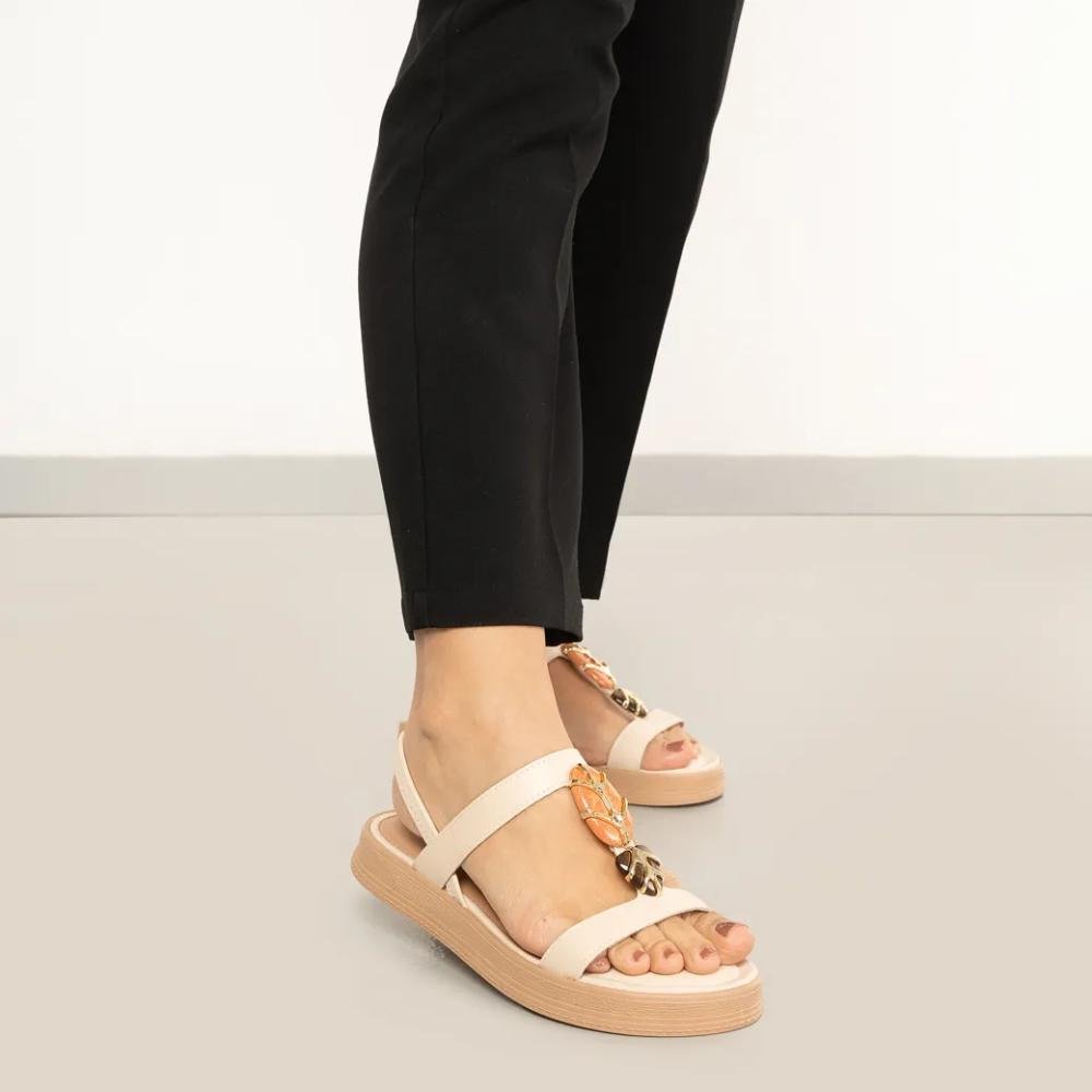 Sandália Dakota Rasteira Feminina Creme 7