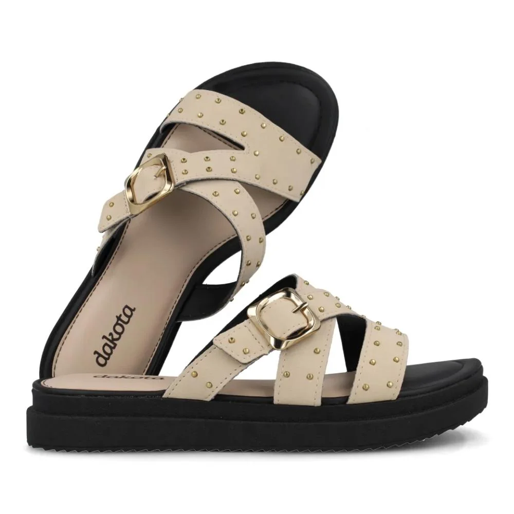 Sandália Dakota Tiras Cruzadas Feminina Bege/Preto 7