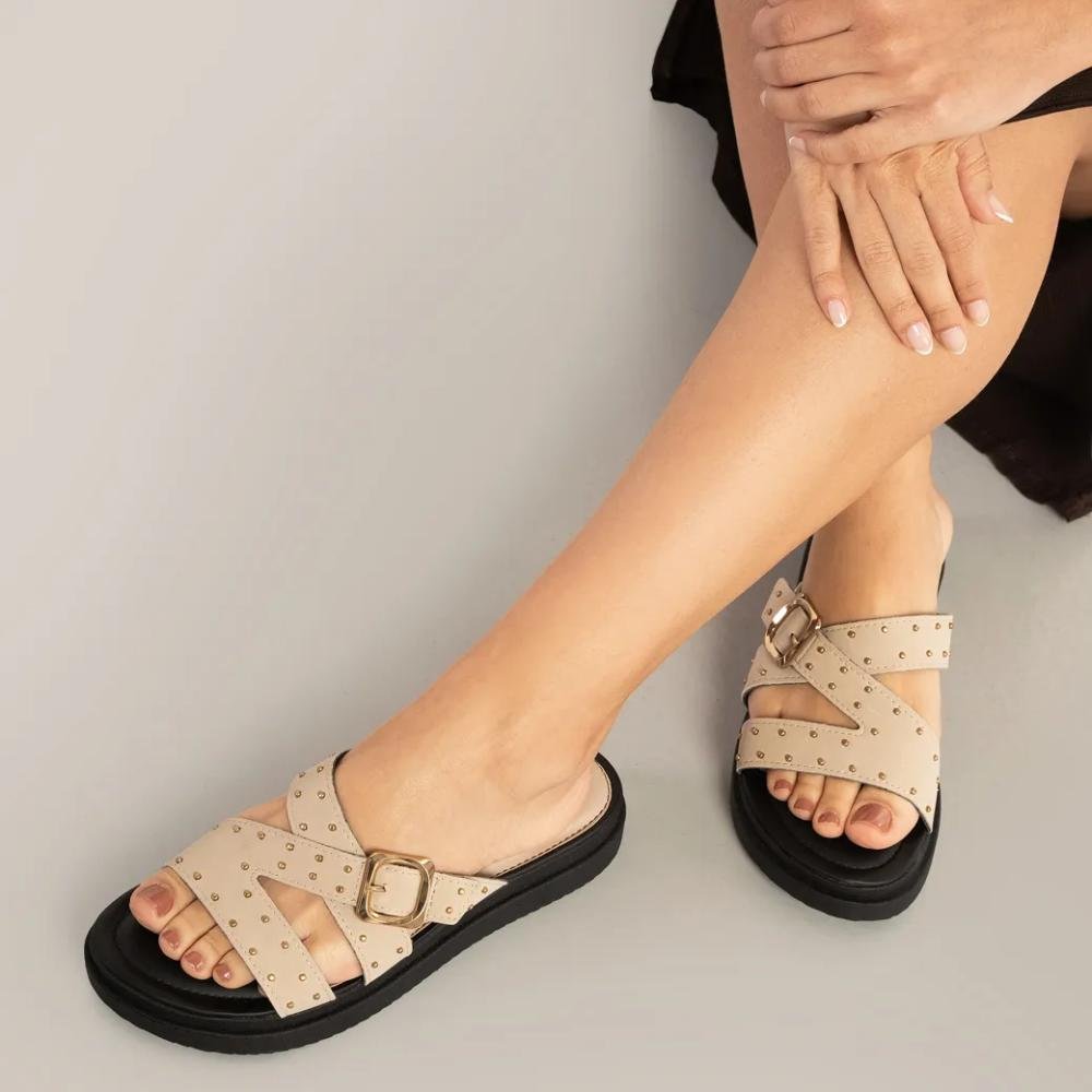 Sandália Dakota Tiras Cruzadas Feminina Bege/Preto 8