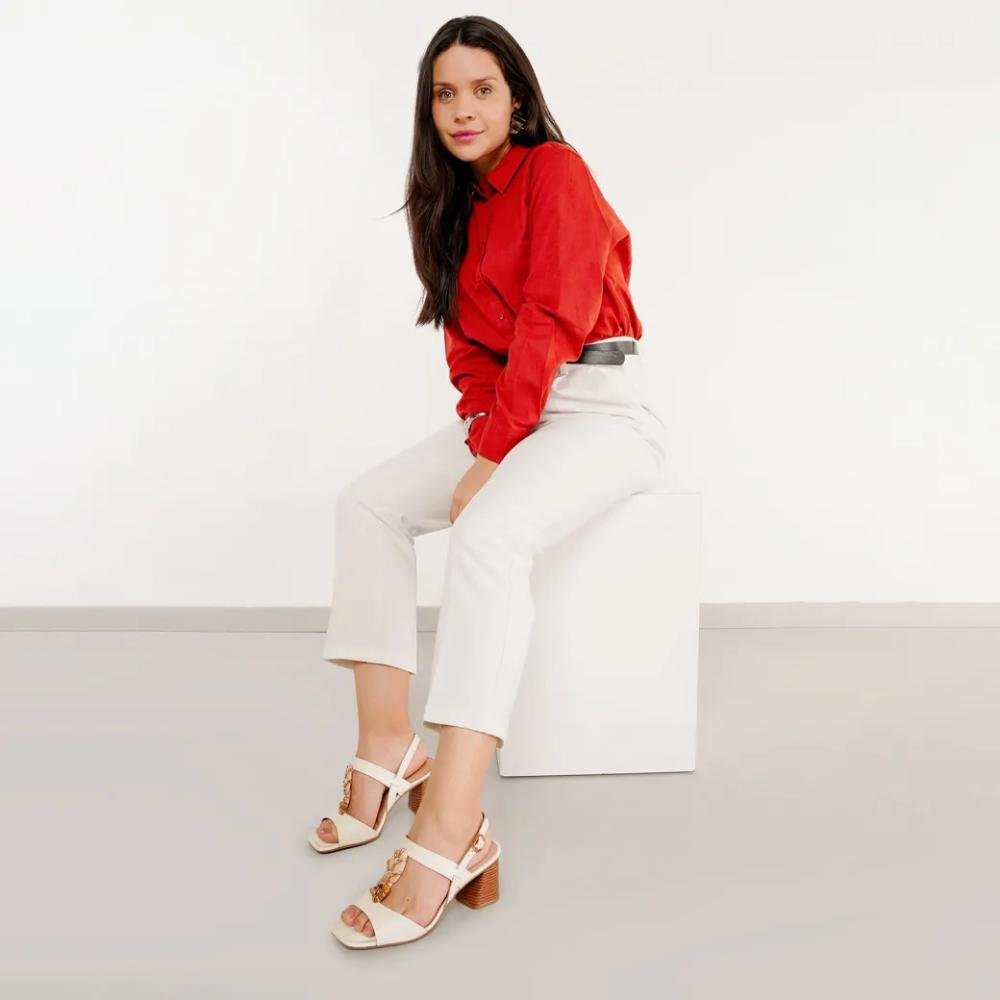 Sandália Dakota Salto Bloco Feminina Creme 8