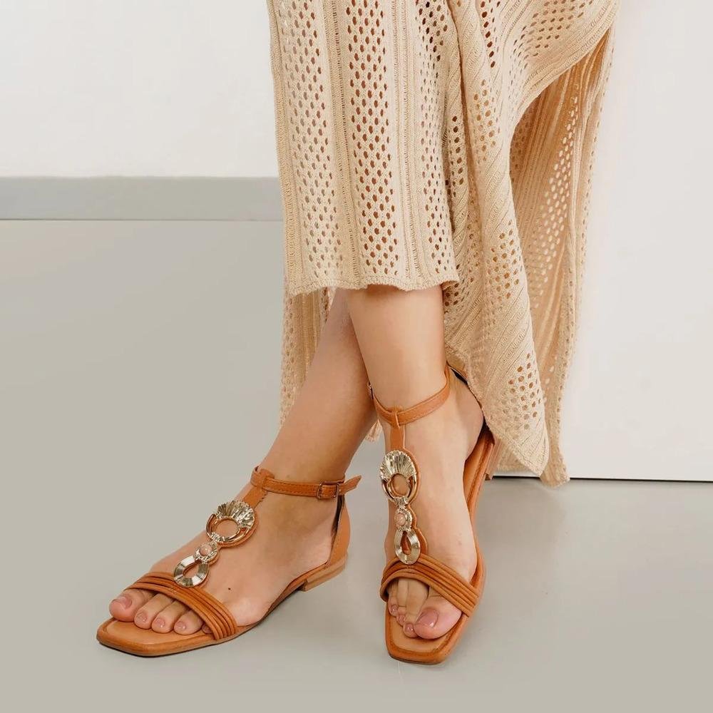 Sandália Mississipi Adorno Feminina Marrom 7