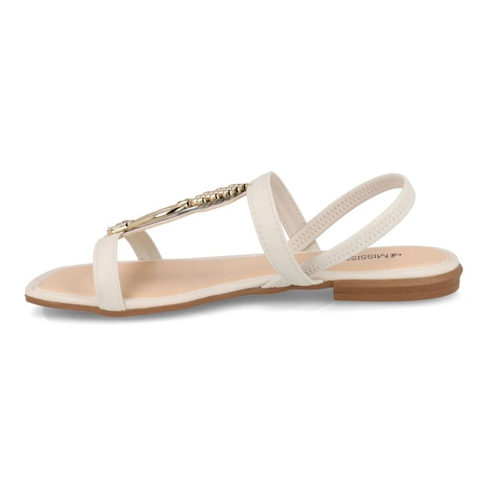 Sandália Mississipi Rasteira Adorno Feminina Branco 2