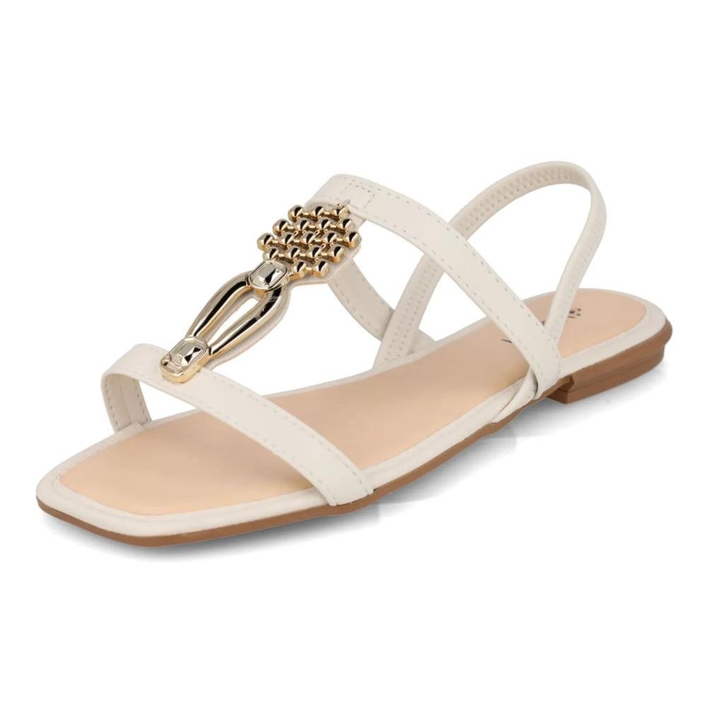 Sandália Mississipi Rasteira Adorno Feminina Branco 5