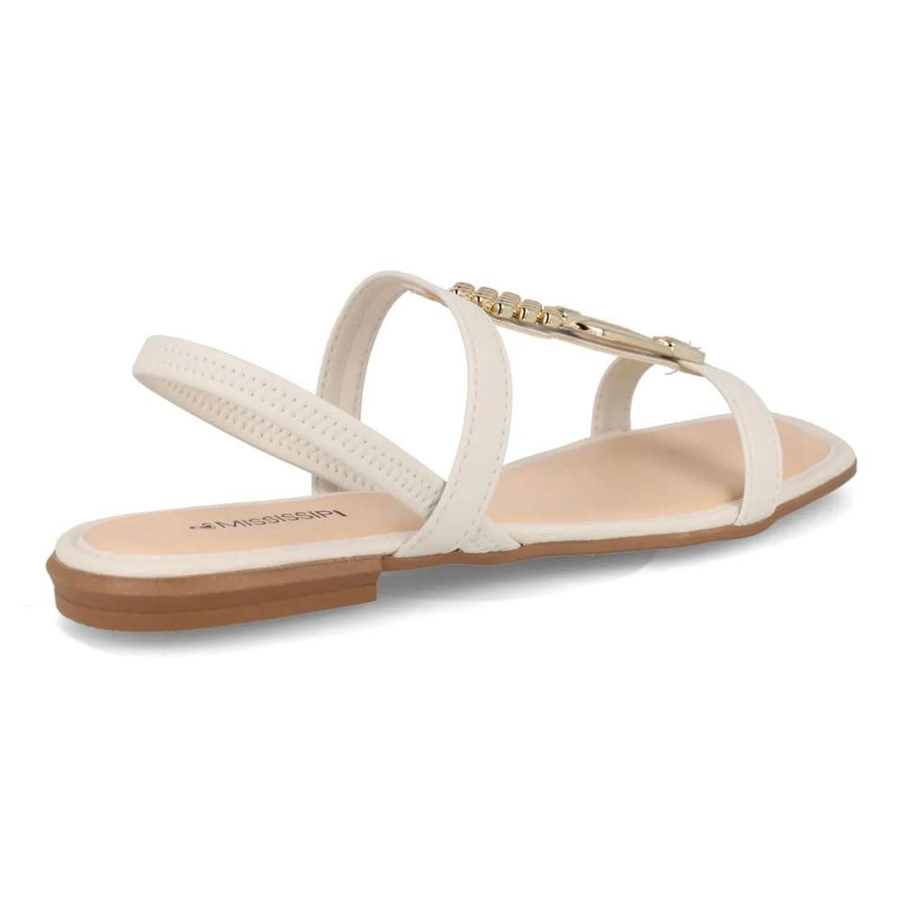 Sandália Mississipi Rasteira Adorno Feminina Branco 6