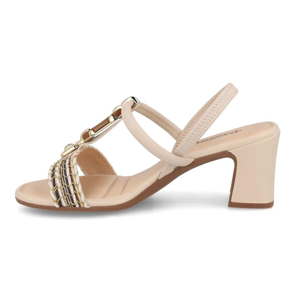 Sandália Mississipi Salto Bloco Feminina Bege 2