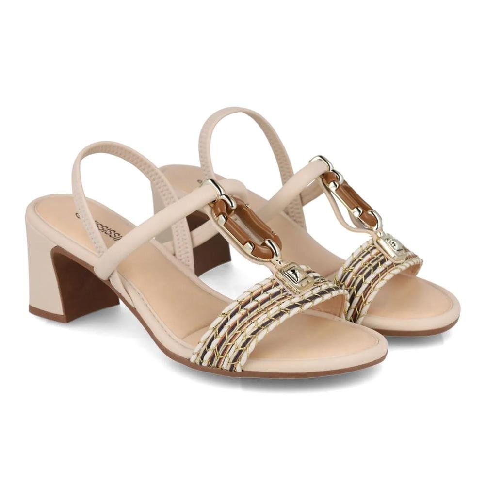 Sandália Mississipi Salto Bloco Feminina Bege 4