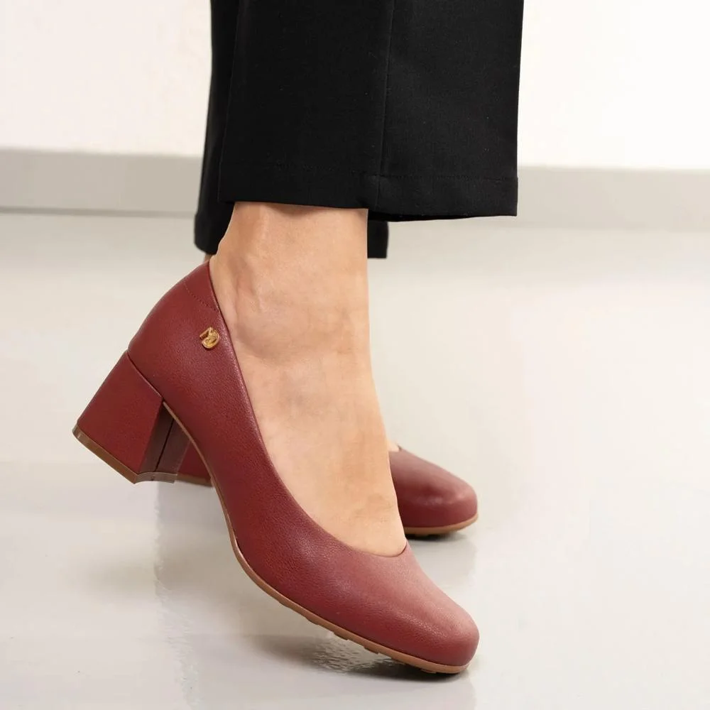 Sapato Modare Casual Salto Alto Feminino Vinho 5