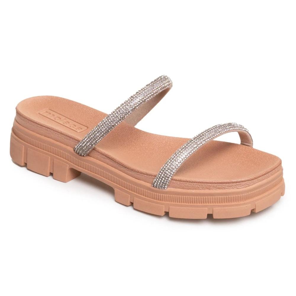 Tamanco Moleca Tira Brilho Feminino Nude 2