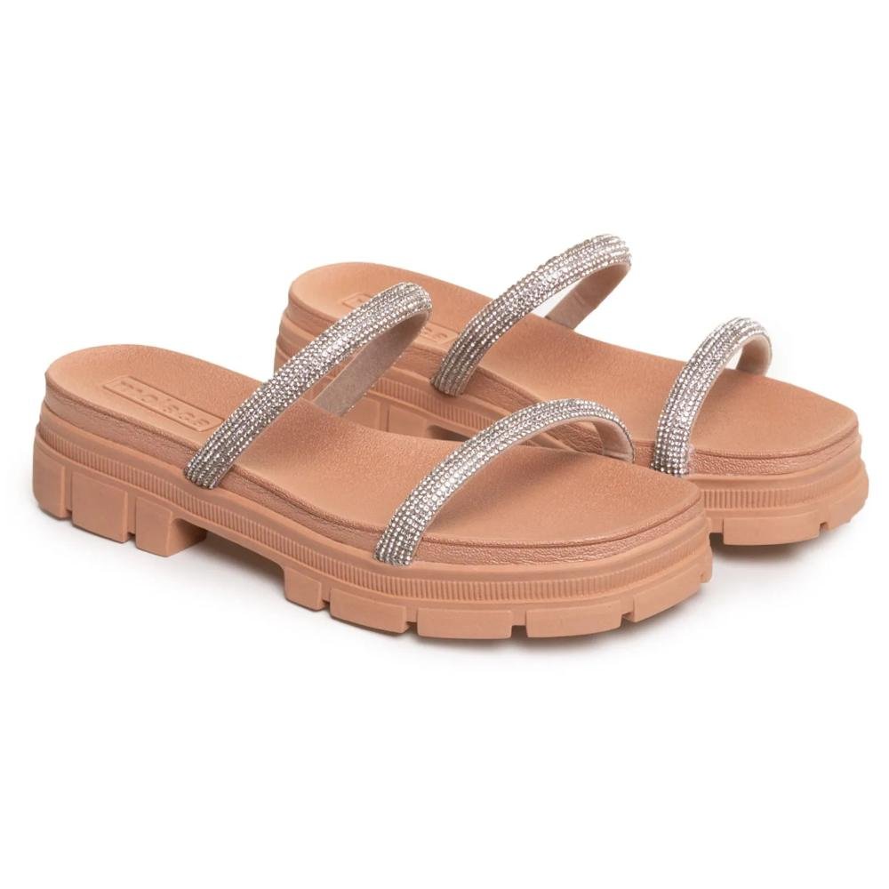 Tamanco Moleca Tira Brilho Feminino Nude 4