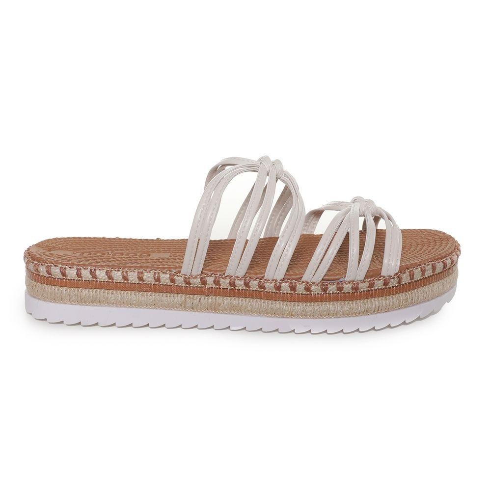 Tamanco Moleca Tiras Anabela Feminino Branco 1