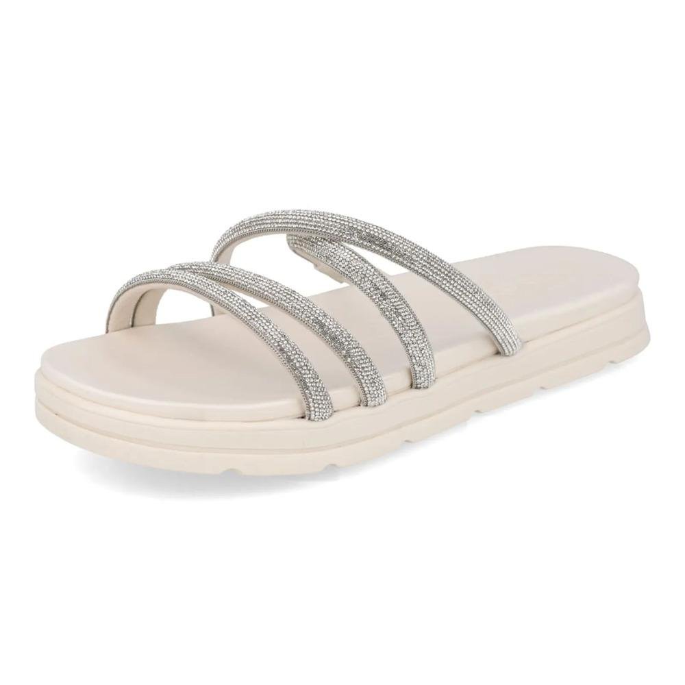 Tamanco Moleca Tiras Finas Strass Feminino Off White 5